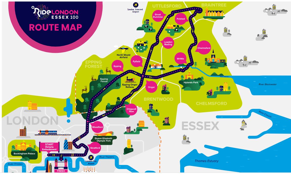  RideLondon-Essex 100 challenge - Sunday 29 May 2022